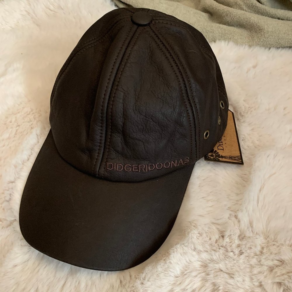 NWT- Genuine Leather Australian Didgeridoonas Cap